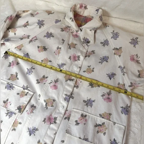 Kay Louise One of a Kind Cotton Denim Off-White Floral Drover’s (Duster) Coat - Picture 11 of 14